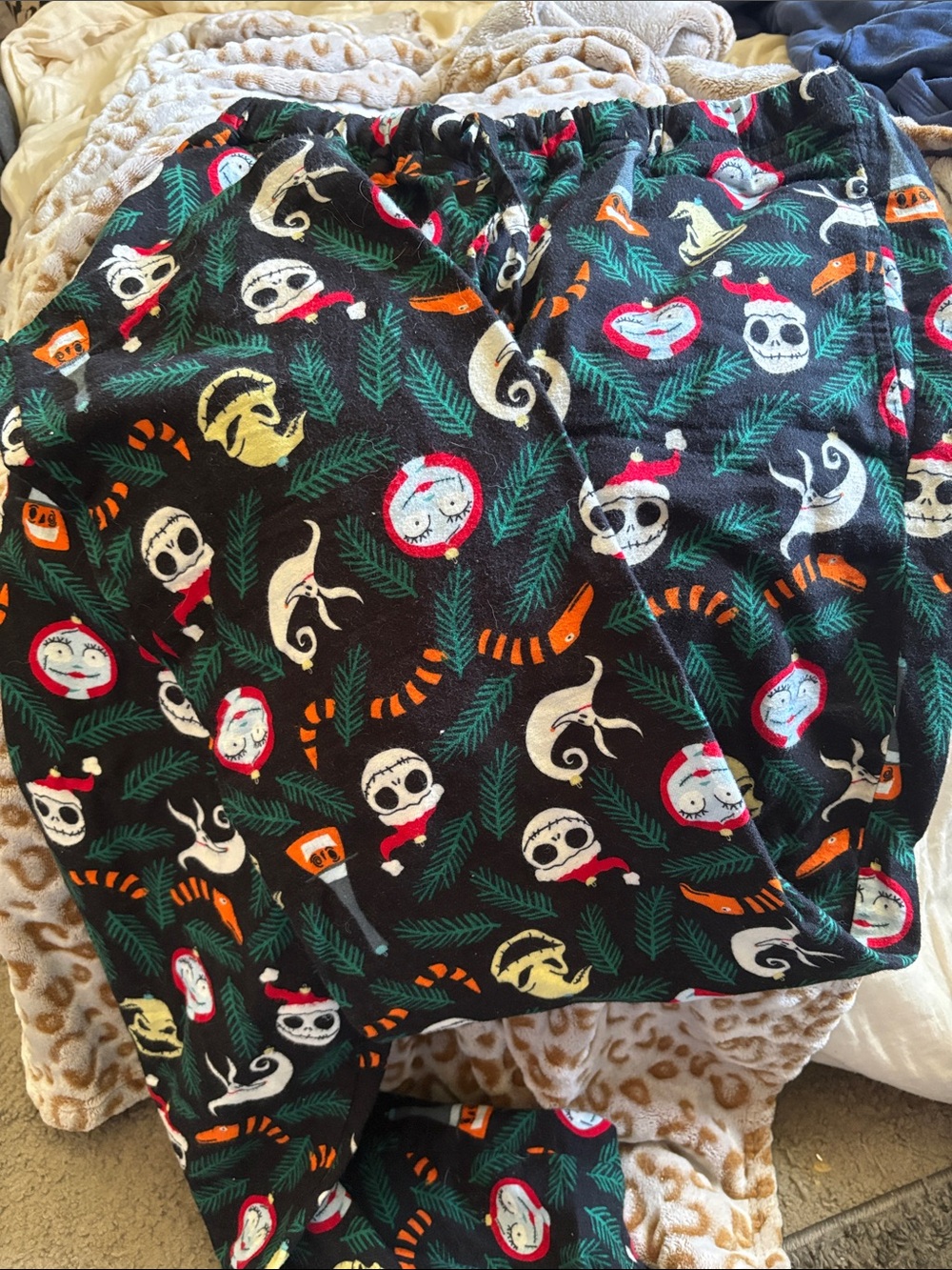 Disney Black Holiday Jack Skellington Pattern Pajama Pants